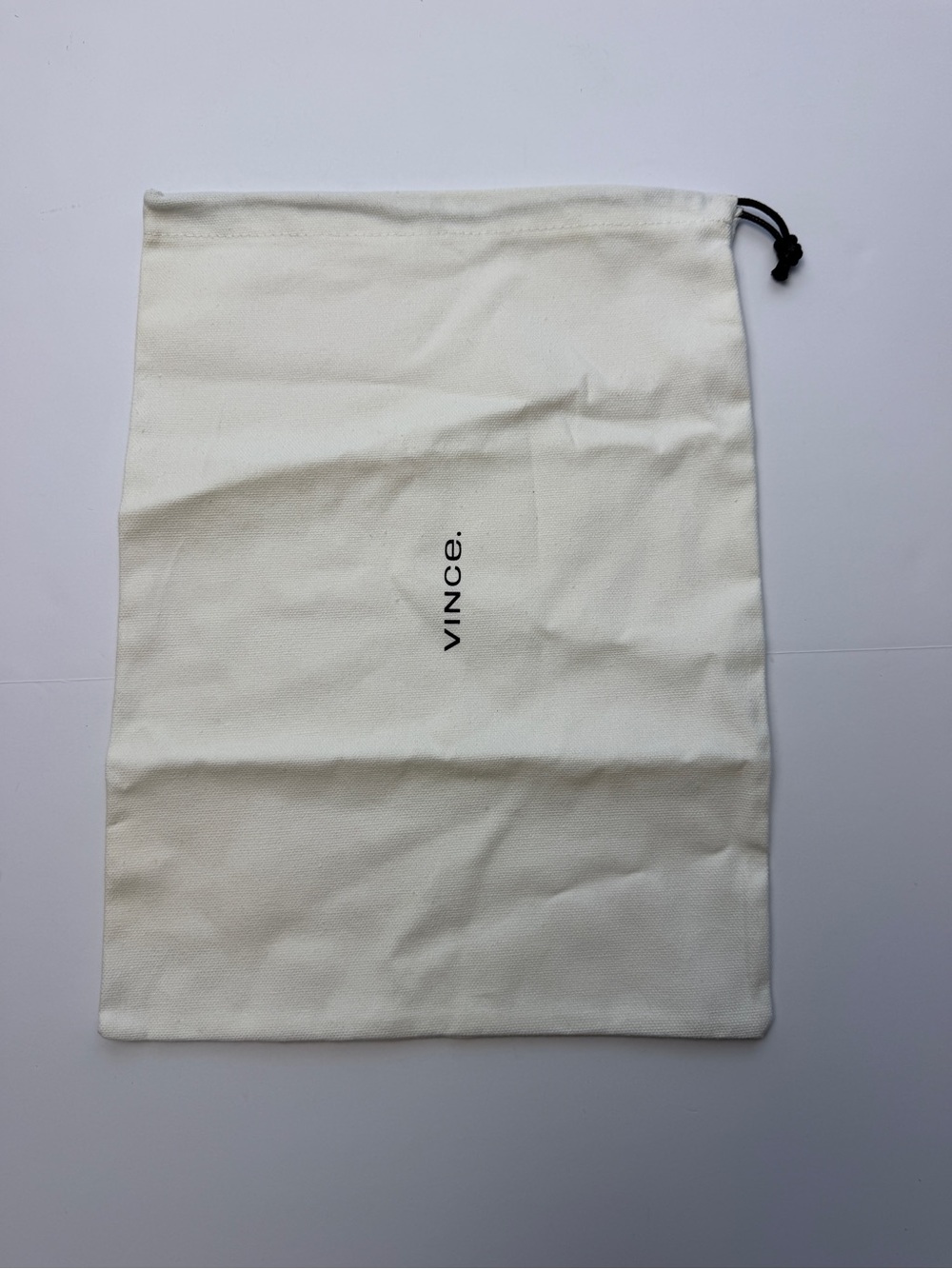 Vince Canvas Drawstring Dust Bag Shoe Storage Travel Pouch Cream Cotton 12x13